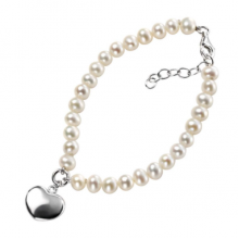 Freshwater Pearl Puff Heart Bracelet. 